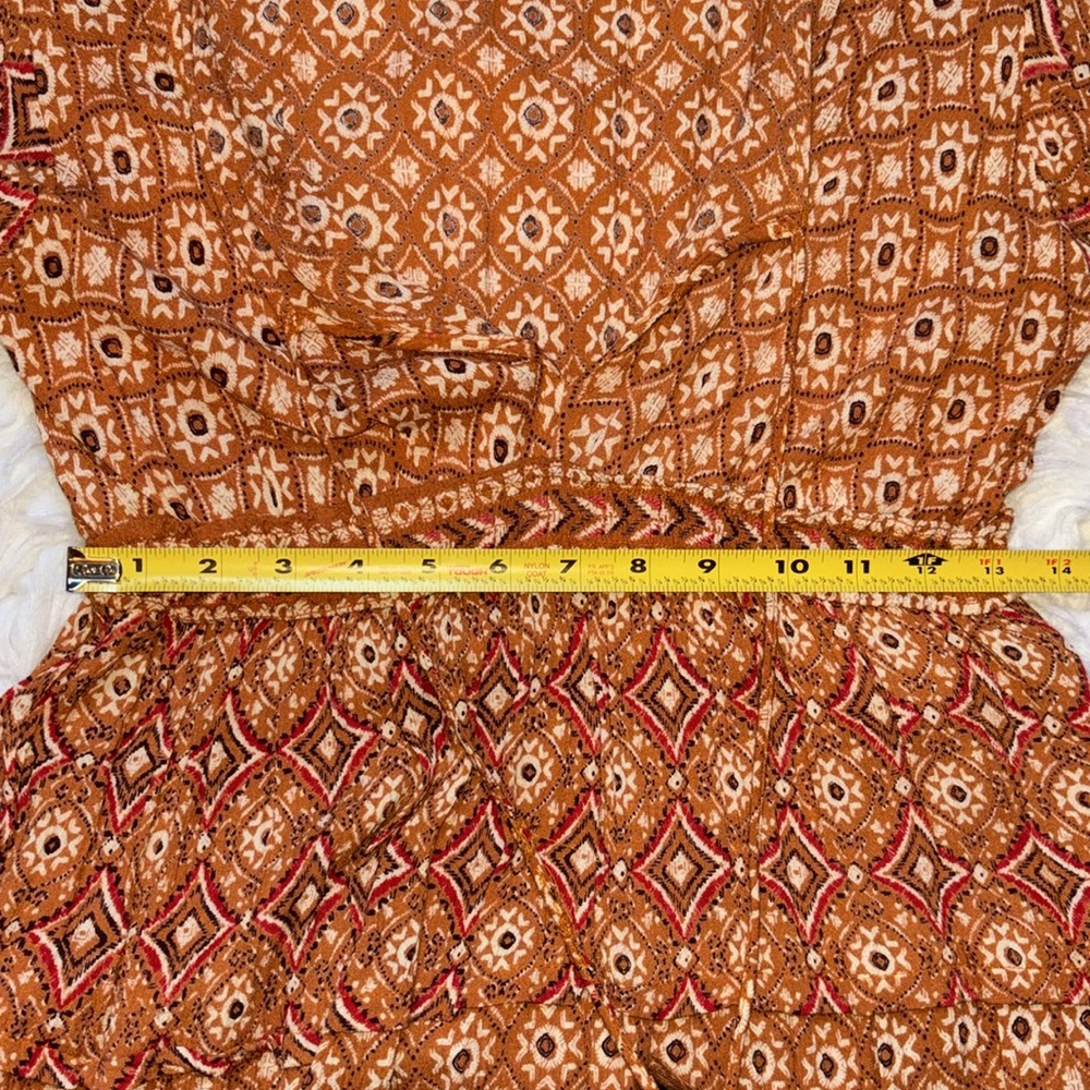 Nostalgia Women’s Printed Boho Mini Orange Dress, Size M - Picture 7 of 15
